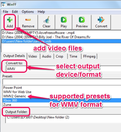 add videos, select output format, and start conversion