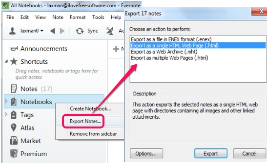 backup Evernote notebooks