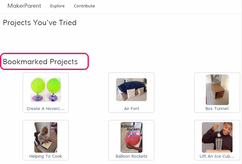 bookmarked projects