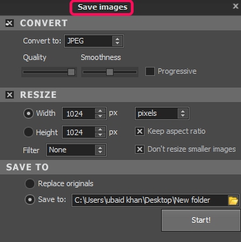 convert, resize, and save photos