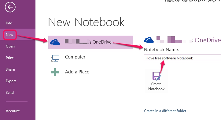 create your OneDrive Notebook