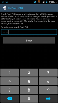 default pin for timePIN for android