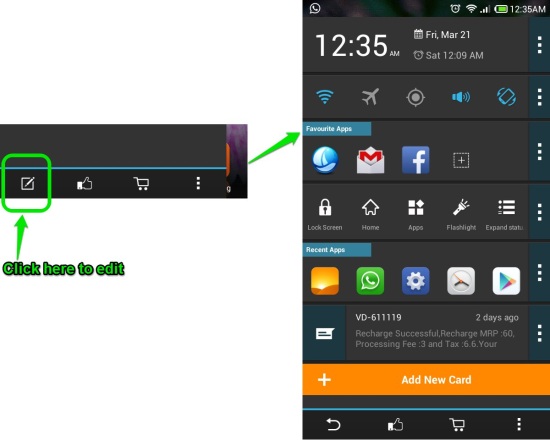 edit cards in sidebar launcher for android