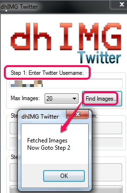enter Twitter username to fetch images
