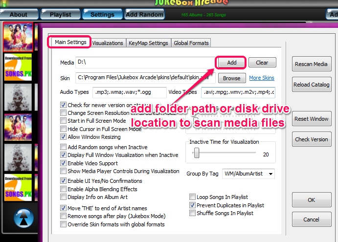 enter source location to scan media files