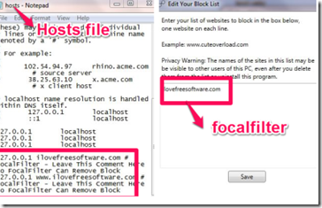 focalfilter hosts entry