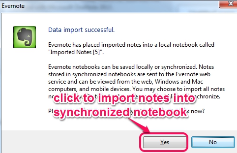 import notes to local or synchronized notebook