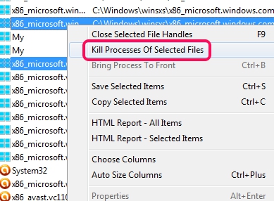kill selected files processes