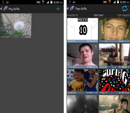 my gifs in gif creator for android