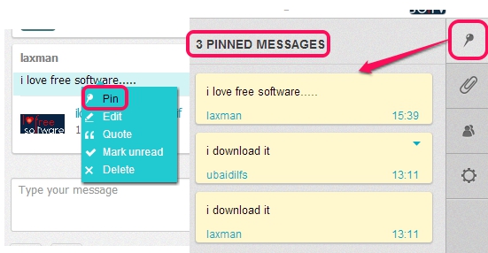 pin messages
