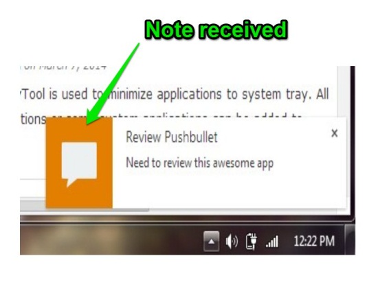 pushed note using pushbullet for android on desktop
