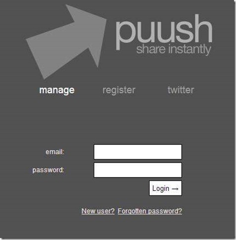 puush create an acount page