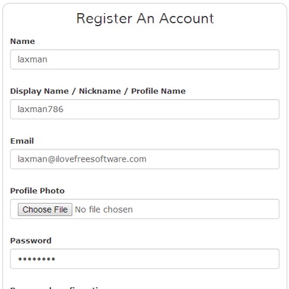register an account
