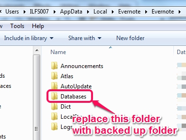 replace Databases folder