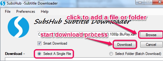 select a file or folder and start download process