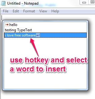 select a word to insert