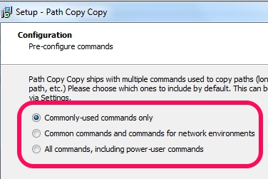 select commands to integrate with context menu