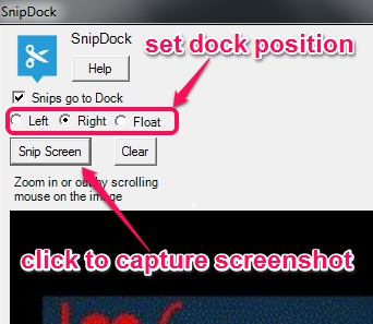 set dock position and capture screenshot