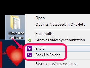 share and backup a file with context menu