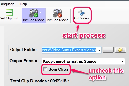 start processing video clips