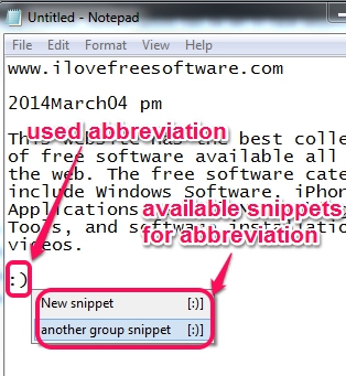use a snippet for same abbreviation