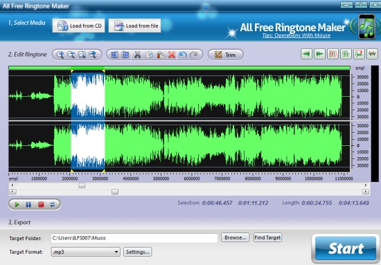 All Free Ringtone Maker- interface