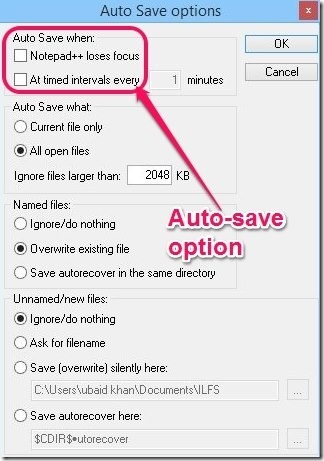 Auto Save Options