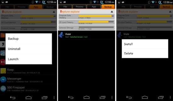 Backup Manager Neptune file explorer for Android