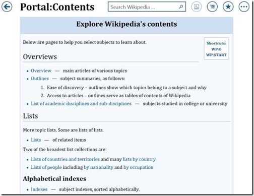 Bing Wikipedia Browser-contents
