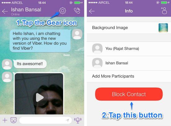 Block a contact in Viber