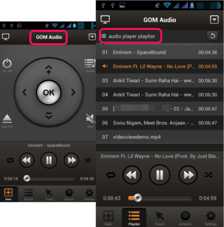Control GOM Audio Player