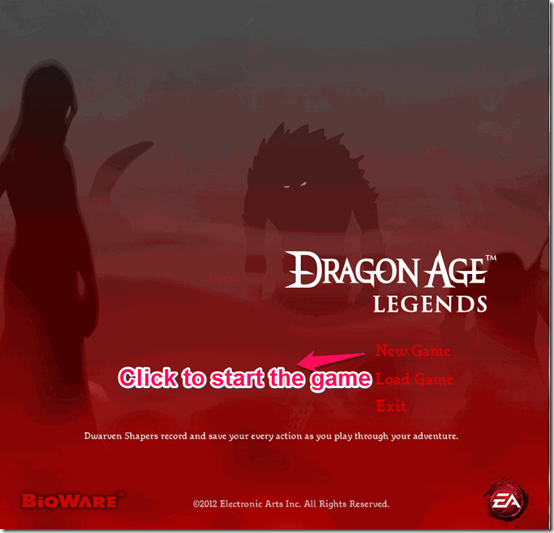 Dragon age legends first window