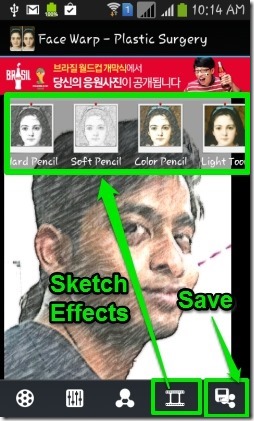 Face Warp- sketch effect & save