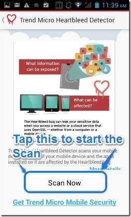 Heartbleed Detector app startup screen