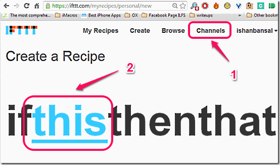 IFTTT Create Recipe