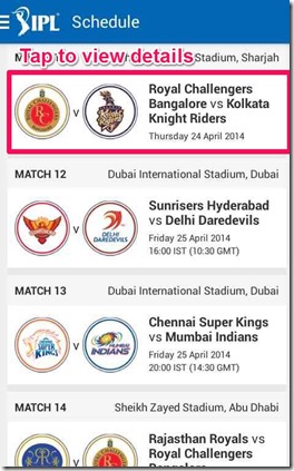 IPL Match schedule
