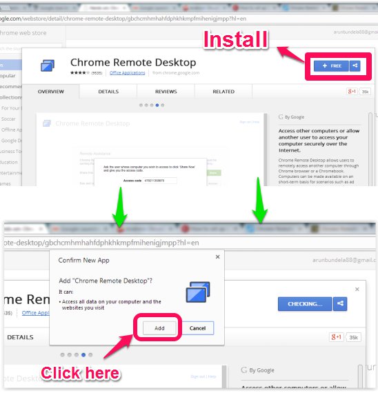 Install Chrome Remote Desktop extension