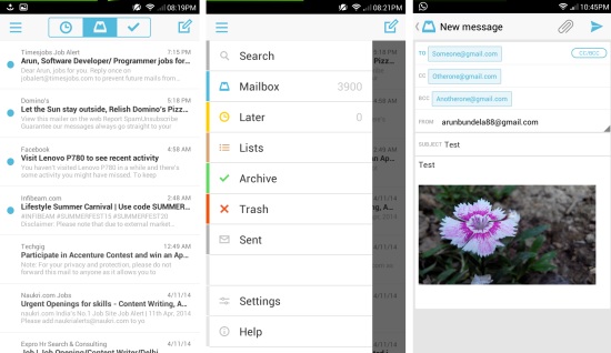 Mailbox for Android interface