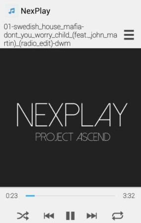 Nexplay song playing and Interface options