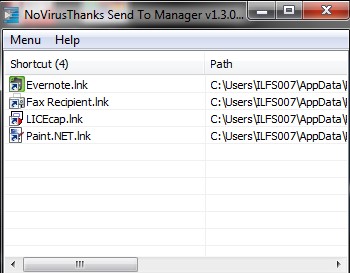 NoVirusThanks Send To Manager- interface