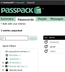 Passpack- online shared password manager