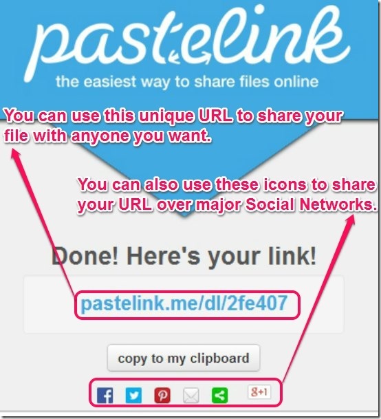 Pastelink Shared URL