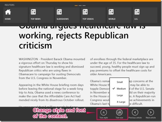 Reuters_Change sty;e and font of text