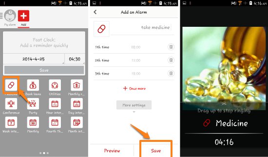 Setting different kinds of reminders and alarms in Alarm Pro for Android