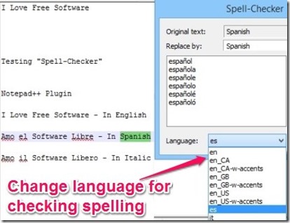 Spell-Checker - Changing Language Interface