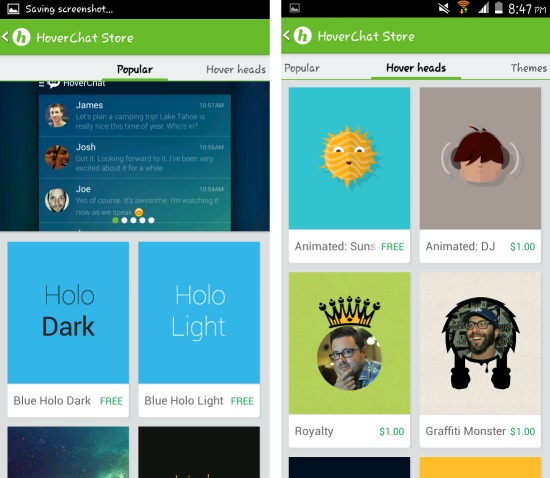 Themes and more in hoverchat for android