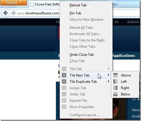 Tile Tabs New Tab options