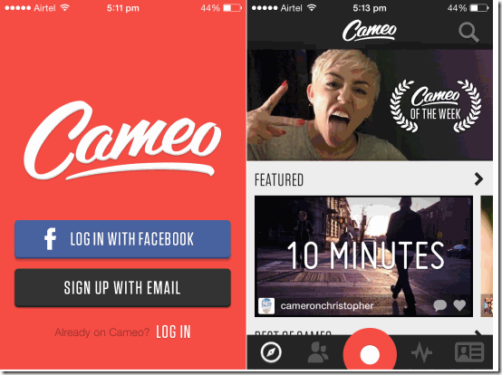 Cameo Home Screen