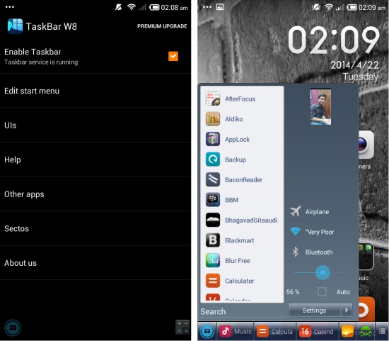 Using Taskbar Windows 8 Style for Android