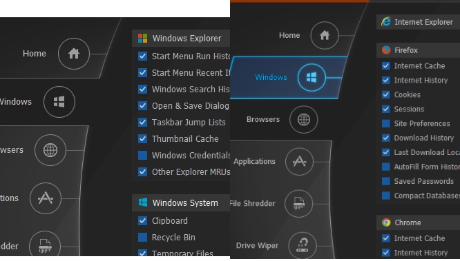 Windows and browsers section